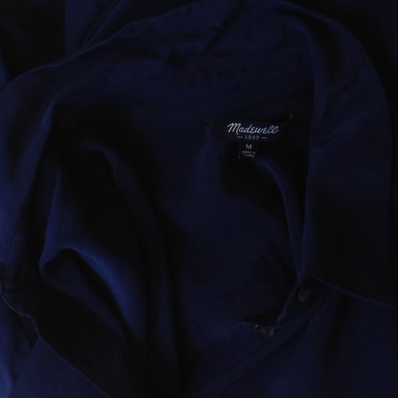 Madewell Alexa Chung Silk Boy Shirt Blouse Navy M - Picture 7 of 8